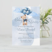 Blue Bear Spanish Baby Shower Boy invitation Kaart (Staand voorkant)