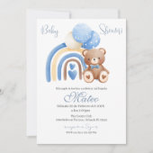 Blue Bear Spanish Baby Shower Boy invitation Kaart (Voorkant)