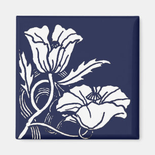 Blue Beardsley Poppies Magnet