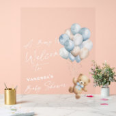 Blue Bearly Wait-Baby Boy Shower Welcome Sign Acryl Bord (Huwelijk)
