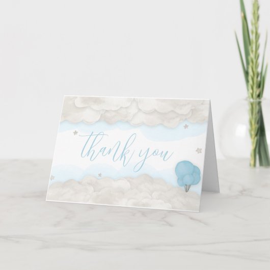 Blue Bearly Wait-Baby shower Bedankkaart (Voorkant)