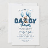 Blue Bearly Wait-Baby shower Kaart (Voorkant)
