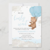 Blue Bearly Wait-Baby shower Kaart (Voorkant)