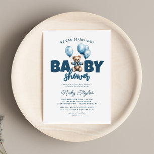 Blue Bearly Wait-Baby shower Kaart