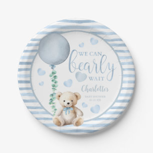Blue Bearly Wait Baby shower papier Borden Papieren Bordje