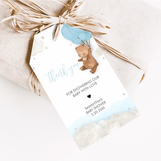 Blue Bearly Wait Baby shower voorkeurstag Cadeaulabel