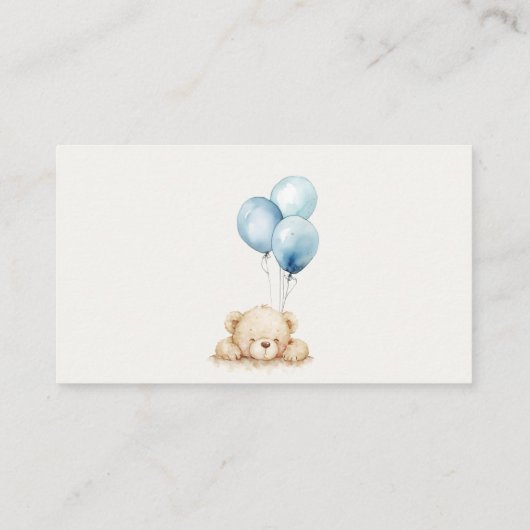 Blue Bearly Wait Balloon Baby Display Shower Informatiekaartje (Achterkant)