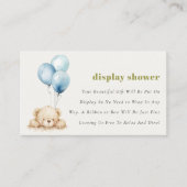 Blue Bearly Wait Balloon Baby Display Shower Informatiekaartje (Voorkant)