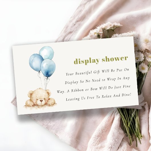 Blue Bearly Wait Balloon Baby Display Shower Informatiekaartje