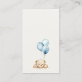 Blue Bearly Wait Balloon Diaper Raffle Baby shower Informatiekaartje (Achterkant)