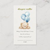 Blue Bearly Wait Balloon Diaper Raffle Baby shower Informatiekaartje (Voorkant)