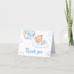 Blue Bearly Wait Clouds Baby shower Bedankkaart