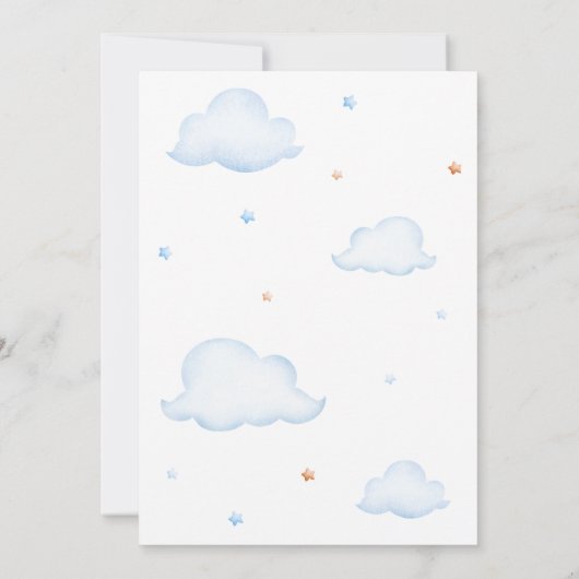 Blue Bearly Wait Clouds Baby shower Kaart (Achterkant)