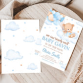 Blue Bearly Wait Clouds Baby shower Kaart
