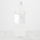 Blue Bearly Wait Clouds Baby shower Waterfles Etiket (Achterkant)