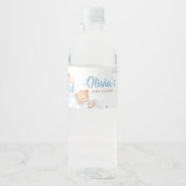 Blue Bearly Wait Clouds Baby shower Waterfles Etiket (Voorkant)