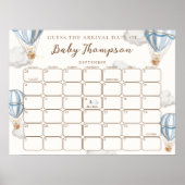 Blue Bearly Wait Guess The Arrival Date Game Sign Poster (Voorkant)