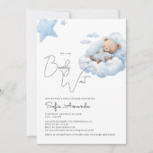 Blue Bearly Wait Schattige Beer Baby shower Kaart (Voorkant)