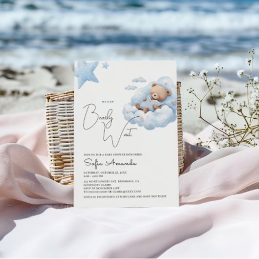 Blue Bearly Wait Schattige Beer Baby shower Kaart