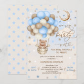 Blue Bearly Wait Teddy Bear Boy Baby shower Kaart (Voorkant / Achterkant)