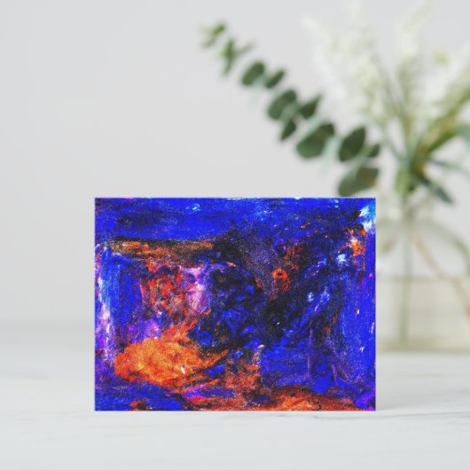 Blue Beast Running Fire Briefkaart (Staand voorkant)