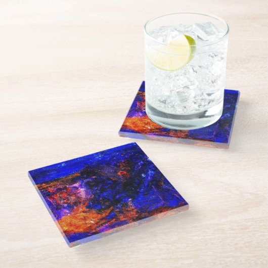 Blue Beast Running Fire Glazen Onderzetter (Schuin)