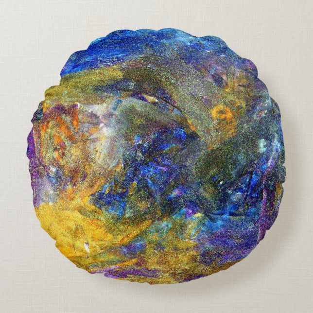 Blue Beast Running Rond Kussen (Voorkant)