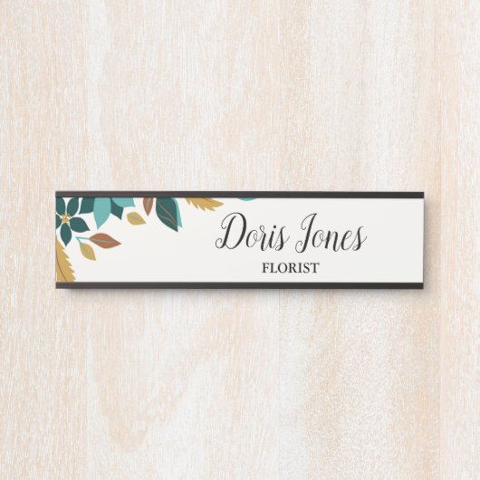 Blue beauty flower fall leaves deurbordje (Voorkant)