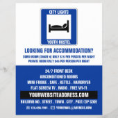 Blue Bed Logo, Hostel Accommodatie Adverteren Flyer (Voorkant)