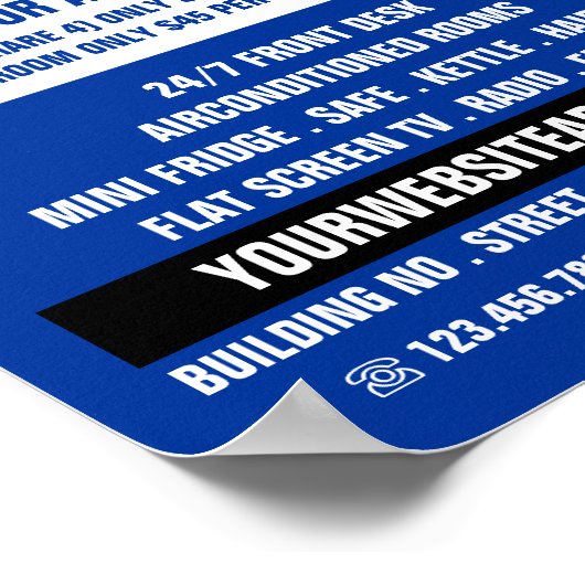 Blue Bed Logo, Hostel Accommodatie Adverteren Poster (Hoek)