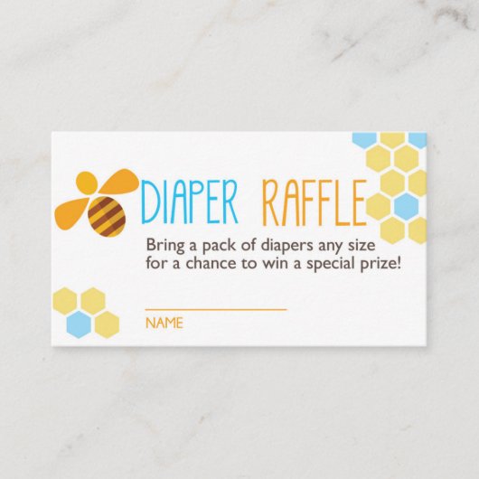 Blue Bee Luier Raffle Ticket Informatiekaartje (Voorkant)