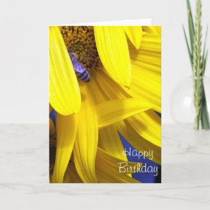 Blue Bee op Gele zonnebloem - Verjaardag Kaart