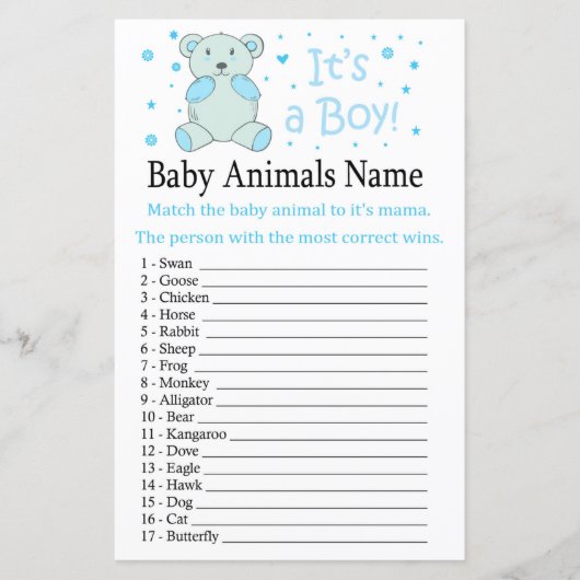 Blue beer Baby Animals Name Game (Voorkant)