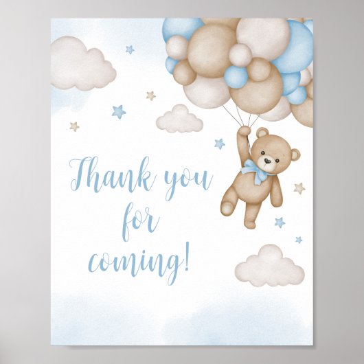 Blue Beer Baby shower Bedankt voor uw komst Poster (Voorkant)