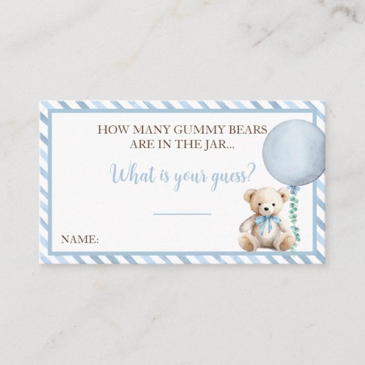 Blue Beer Baby shower Guessing Game Kaart (Voorkant)