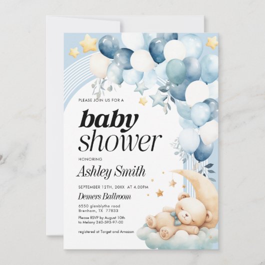 Blue Beer Baby shower Invitation Kaart (Voorkant)