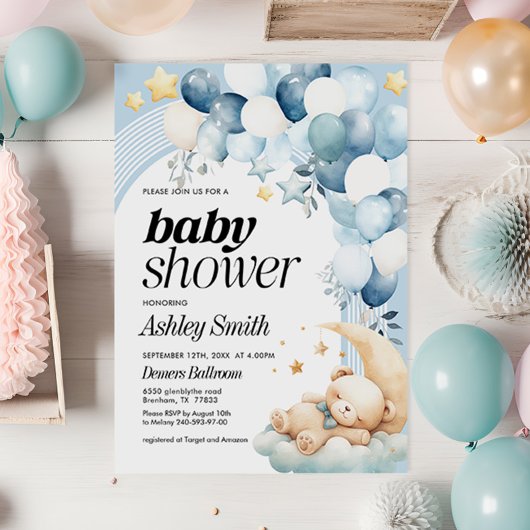 Blue Beer Baby shower Invitation Kaart