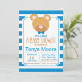 Blue Beer Baby shower Invitation Kaart (Staand voorkant)