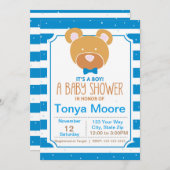 Blue Beer Baby shower Invitation Kaart (Voorkant / Achterkant)