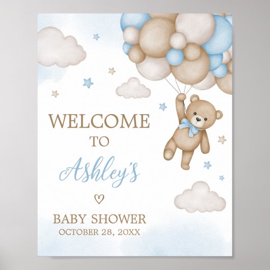 Blue Beer Baby shower Welkom Poster (Voorkant)