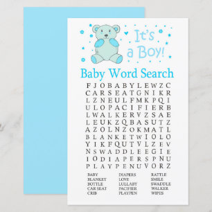 Blue beer Baby shower Word Search Game