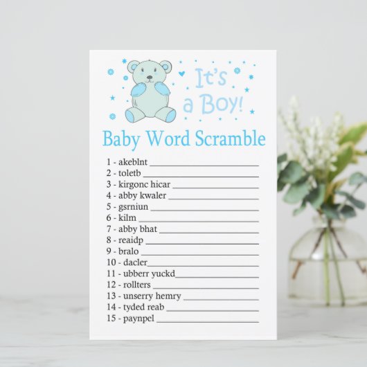 Blue beer Baby word scramble game (Staand voorkant)