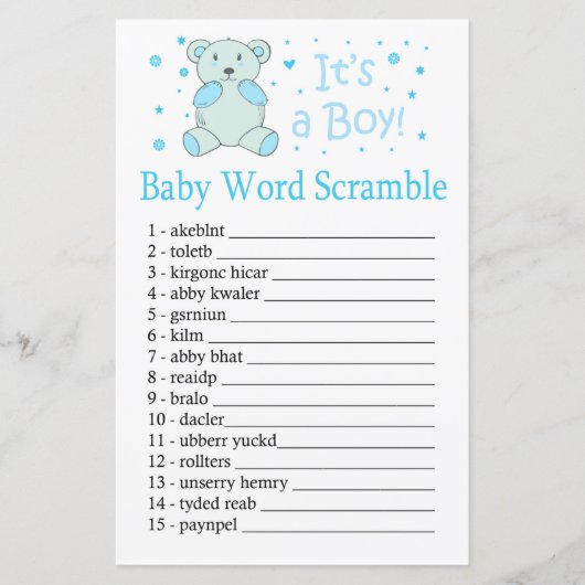 Blue beer Baby word scramble game (Voorkant)