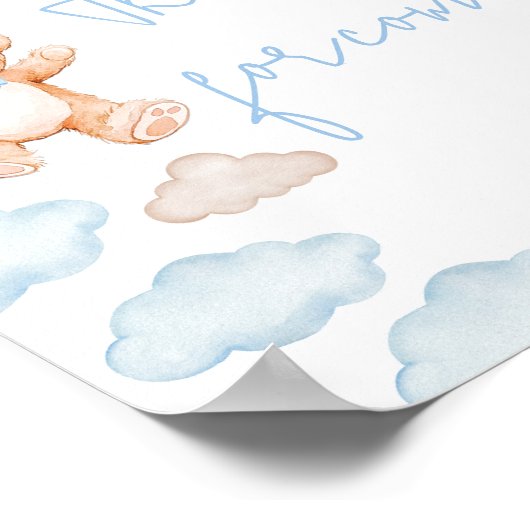 Blue Beer Balloon Baby shower Bedankt voor uw koms Poster (Hoek)