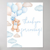 Blue Beer Balloon Baby shower Bedankt voor uw koms Poster (Voorkant)