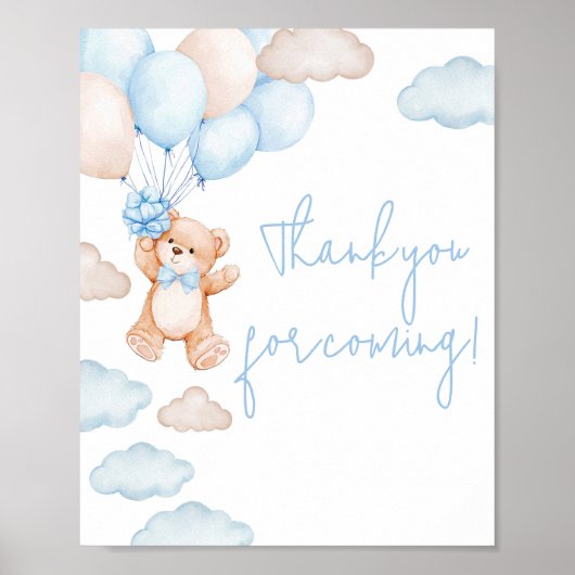 Blue Beer Balloon Baby shower Bedankt voor uw koms Poster (Voorkant)