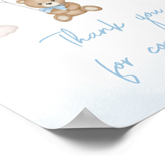 Blue Beer Balloon Baby shower Bedankt voor uw koms Poster (Hoek)