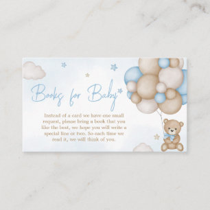Blue Beer Balloon Baby shower Boeken voor Baby Informatiekaartje