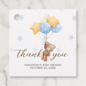 Blue Beer Balloon Baby shower Square Bedankjes Labels (Voorkant)