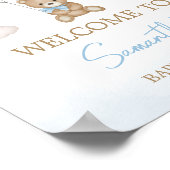 Blue Beer Balloon Baby shower Welkom Poster (Hoek)